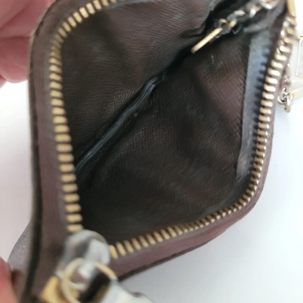 Louis Vuitton Damier Ebene Cles Key Pouch Brown Canvas Coin Purse Wallet